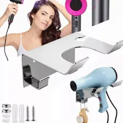 EDWINAYY - Soporte Porta Secador De Pelo Sin Perforar Metálico Adhesivo