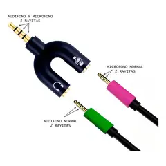 OEM - Adaptador Audio Microfono 3.5 mm Audifonos Pc Celular