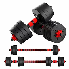 GENERICO - Set Mancuernas Pesas Ajustables 20 Kg Barra Unibles Hogar