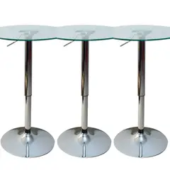 ARTIHOGAR - Set 3 Mesas de Bar Vidrio Templado Regulable 60 CM D