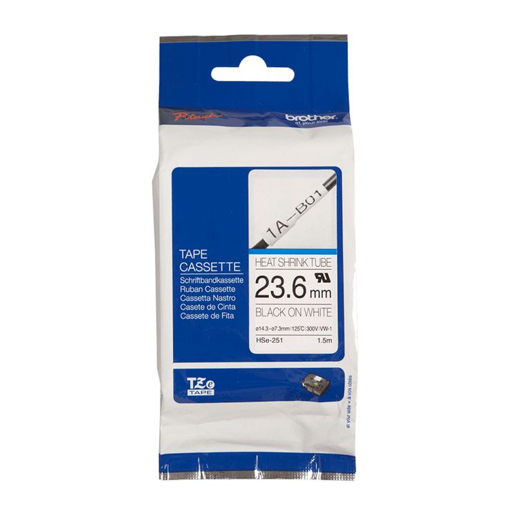 Cinta Termoretractil HSE-251 23,6mm Negro En Blanco