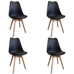 JAVIMATE - Pack 4 Sillas De Comedor Tulip Negro