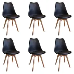 JAVIMATE - Pack 6 Sillas De Comedor Tulip Negro
