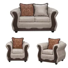 BLACK FACTORY - Juego de Living 2 1 1 Sofia PU Crema