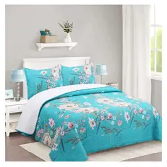 COMPRAPO - Cubrecama Quilt Sherpa 2 Pzas. Mod. Flores del Calipso Fundas 50x70 Cm