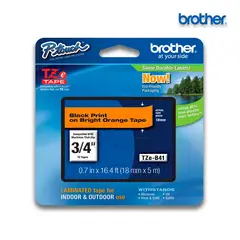 BROTHER - Cinta TZe-B41 18mm x 8m negro sobre naranjo