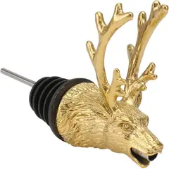 KUANGYE - Tapón De Vino Con Forma De Cabeza De Ciervo Dorada Dispensador Licor