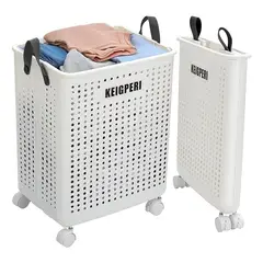 EVERSO - Canasta Lavandería Plegable Con Ruedas -cesto Portátil Hogar