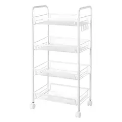PROCHEF - Carro Organizador Multiuso Acero Blanco 4 Bandejas Removibles