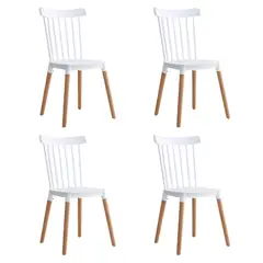 JAVIMATE - Pack 4 Sillas De Comedor Windsor Blanco