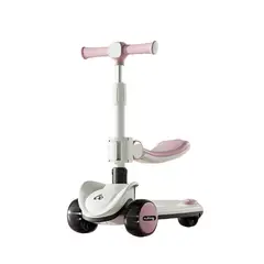 GOLDEN BABY'S - Scooter Monopatin con asiento y Luz Musica Rosado 2 EN 1