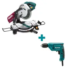 MAKITA - KIT INGLETEADORA 10" MLS100 1500W+TALADRO ROTATIVO 450W 6413