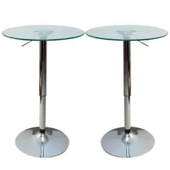 ARTIHOGAR - Pack 2 Mesas Bar Altura Regulable Vidrio Templado 60 Cm D