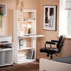 GENERICO - Estantería con Escritorio Plegable Compacto - Blanco