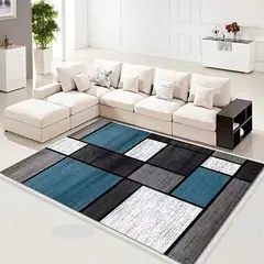 GENERICO - Alfombra pequeña 160x200 cuadro azul wym