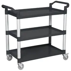 Luster - Carro Plástico Pilar Aluminio 3 Bandejas Multiuso Negro