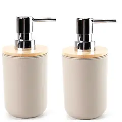 GENERICO - Pack de 2 dispensadores de jabon para baño estilo bambu