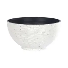 GENERICO - Macetero Plastico Semi Esfera Premium Diseño a Rayas S - Blanco