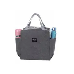 GENERICO - Lonchera Bolso Térmico Portátil Para Almuerzo Lunch 25x25cm Color Gris