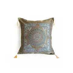 TURKUAZ - Cojín turco 43x43 Iznik Verde y Celeste - Boho, oriental
