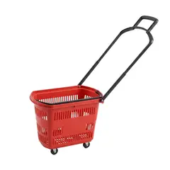 GENERICO - Canasto de compra con ruedas Rojo 59.5x34.5x38cm Bighouse