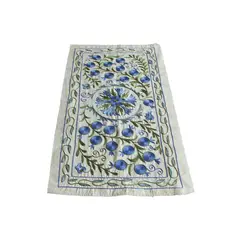 TURKUAZ - Camino De Mesa Bordado a mano Suzani Bujará 90 cms