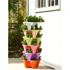 GENERICO - Macetero vertical de plástico morado de 6 niveles