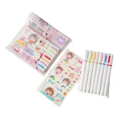 GENERICO - Set 8 Marcadores Acrilicos Punta Pincel + Stickers Y Estuche