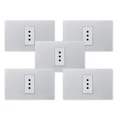 WANT - Pack 5 Tomacorriente Simple Metálico 10A - Gris Blanco