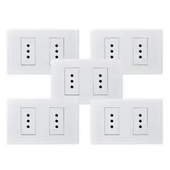 WANT - Pack 5 Tomacorriente Doble Metálico 10A - Blanco