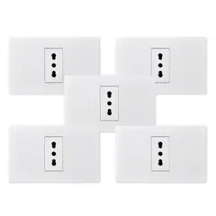 WANT - Pack 5 Tomacorriente Simple Metálico 16A - Blanco