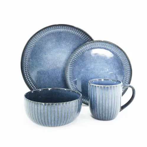 LUGANO - Set Vajilla 24pzs Bali Dive Cerámica Azul