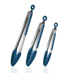 FTA - Set 3 Pinzas Acero Silicona Azul