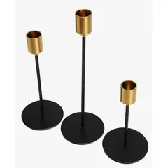 GENERICO - Candelabro Porta vela Set 3 unidades - Negro-Dorado