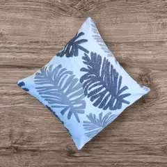 GENERICO - Pack 2 Cojines Bordados Leaf White/ Grey 45x45 cm