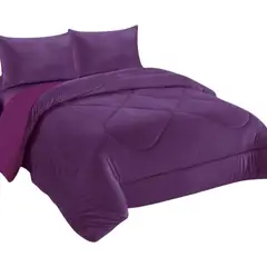 GENERICO - Plumon Plush Liso Con Chiporro 1.5 Plazas + 1 Funda Almohada Morado