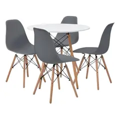 U BUY - Juego Comedor 4 Sillas Eames + Mesa Redonda Eames 80cm Gris