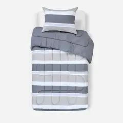 ROSEN - Plumón Reversible Soft Touch Amaro Gris 1,5 Plazas