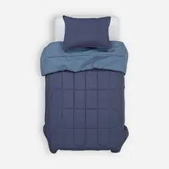 ROSEN - Plumón Bicolor Lines Reversible 1,5 Plazas Denim