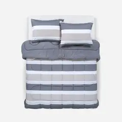 ROSEN - Plumón Reversible Soft Touch Amaro Gris Súper King