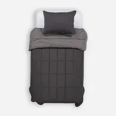ROSEN - Plumón Bicolor Lines Reversible Charcoal 1,5 Plazas