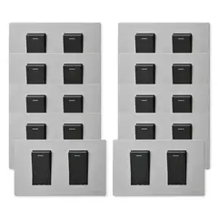 WANT - Pack 10 Interruptores Doble Metálico 9/12 16A - Gris Negro
