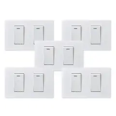 WANT - Pack 5 Interruptores Doble Metálico 9/12 16A - Blanco