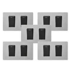 WANT - Pack 5 Interruptores Doble Metálico 9/12 16A - Gris Negro