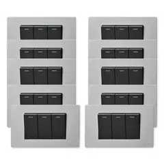 WANT - Pack 10 Interruptores Triple Metálico 9/12 16A - Gris Negro