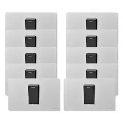 WANT - Pack 10 Interruptores Simple Metálico 9/12 16A - Gris Negro