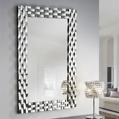 GENERICO - Espejo Decorativo Rectangular 80×120 con Marco Espejado Ondulado