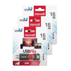 MAXELL - Pack 3 Pendrive Flix 16gb 3.2