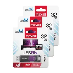 MAXELL - Pack 3 Pendrive Flix 32gb 3.2