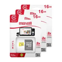 MAXELL - Pack 3 Tarjeta Micro Sd 16gb Clase 10